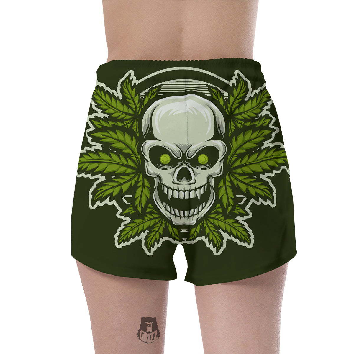 Skull Cannabis Print Women's Shorts-grizzshop