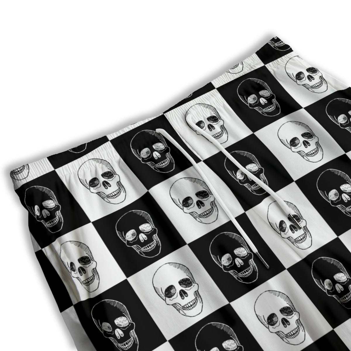Skull Checkered Print Pattern Men's Athletic Shorts