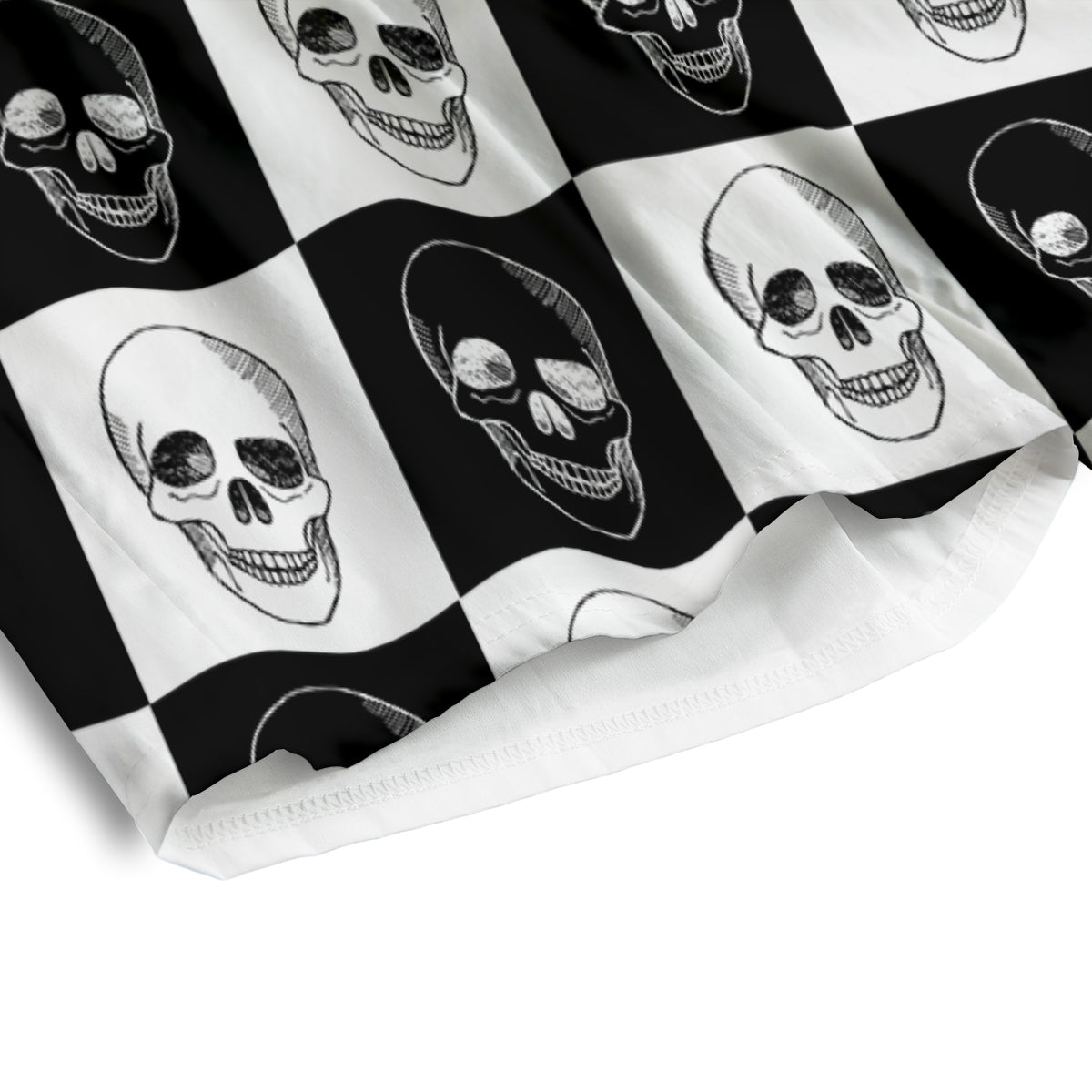 Skull Checkered Print Pattern Men's Athletic Shorts