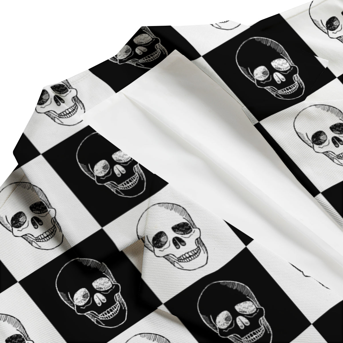 Skull Checkered Print Pattern Men's Blazer-grizzshop