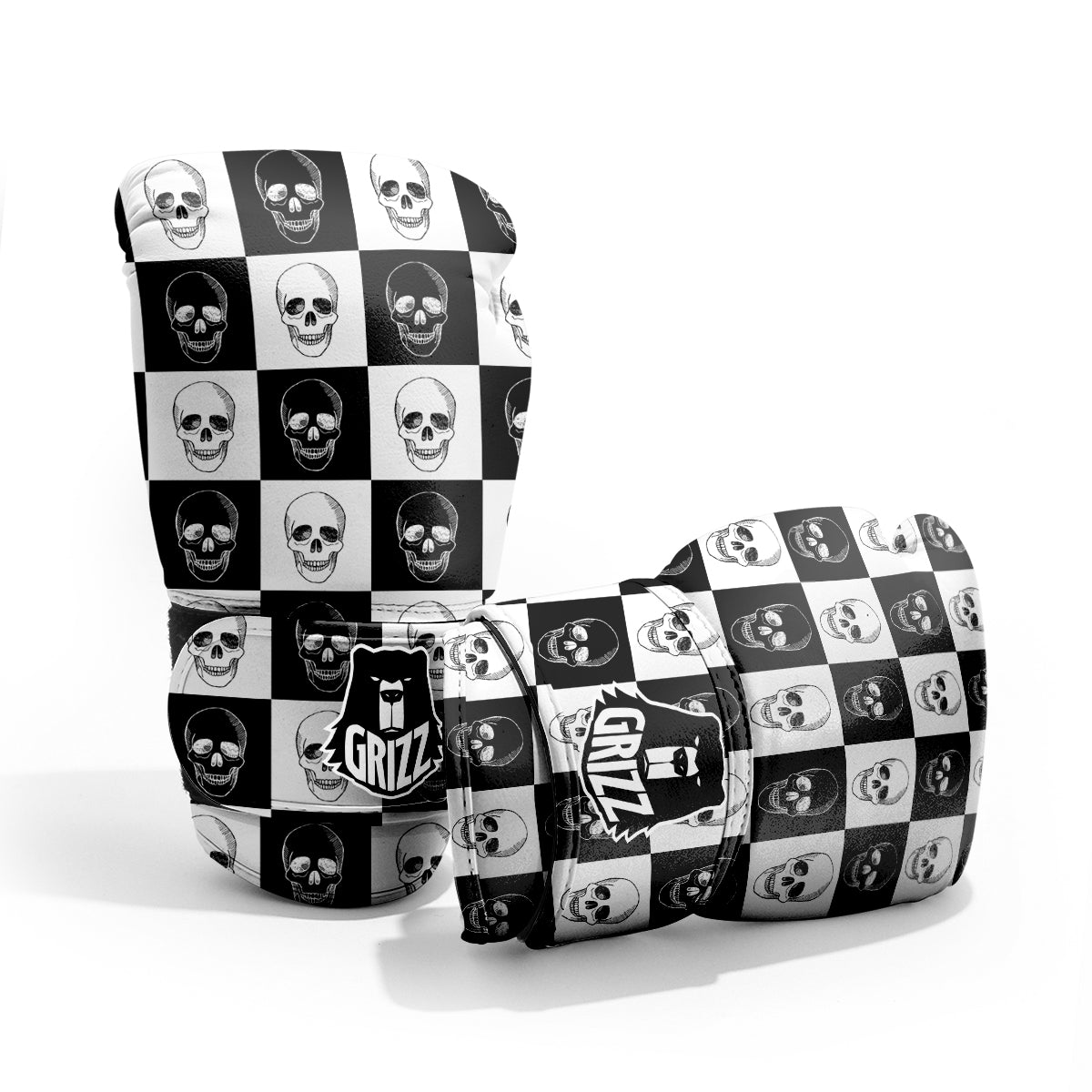 Skull Checkered Print Pattern Pro Boxing Glove
