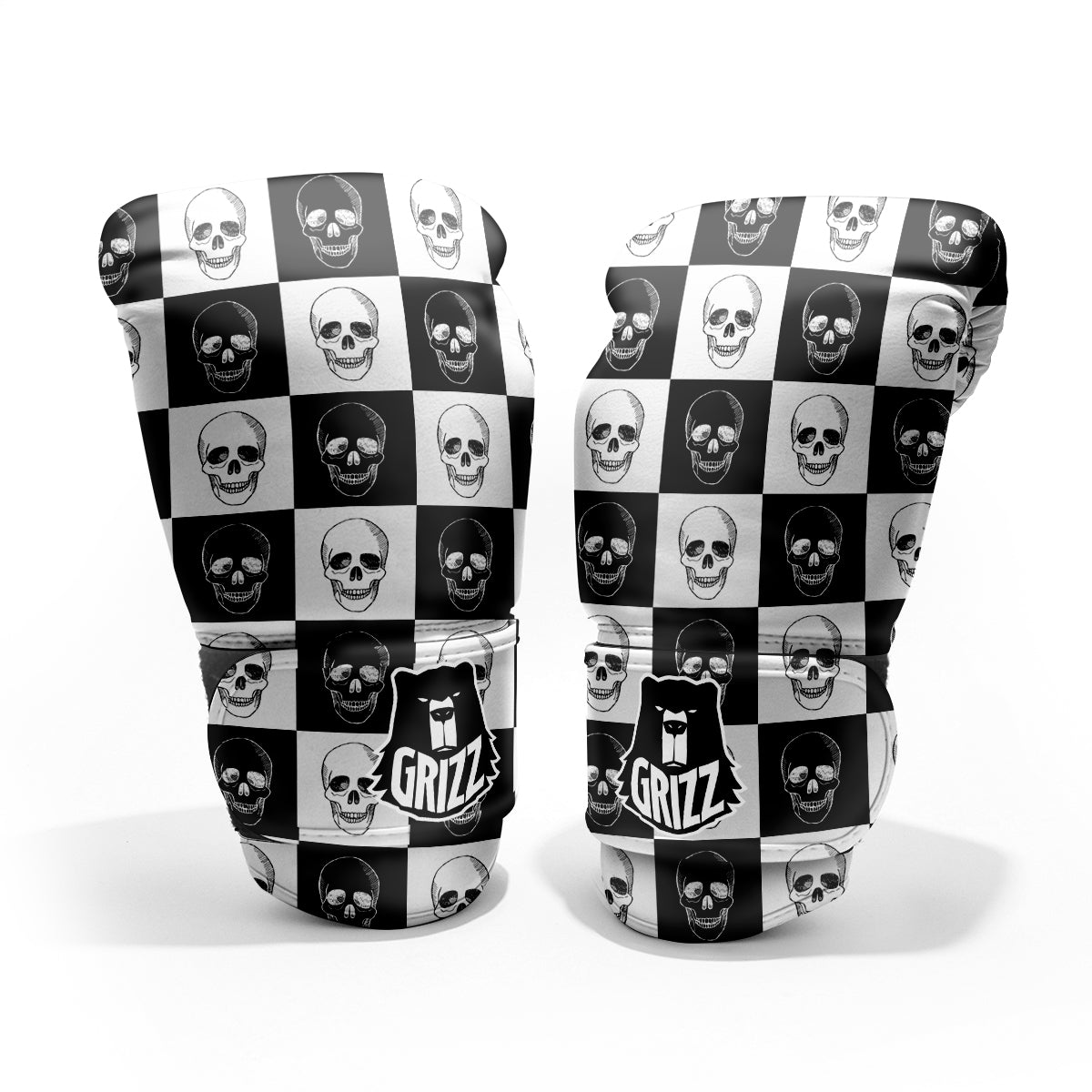 Skull Checkered Print Pattern Pro Boxing Glove