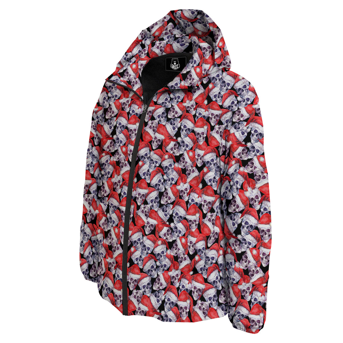 Skull Christmas Santa Print Pattern Down Jacket-grizzshop