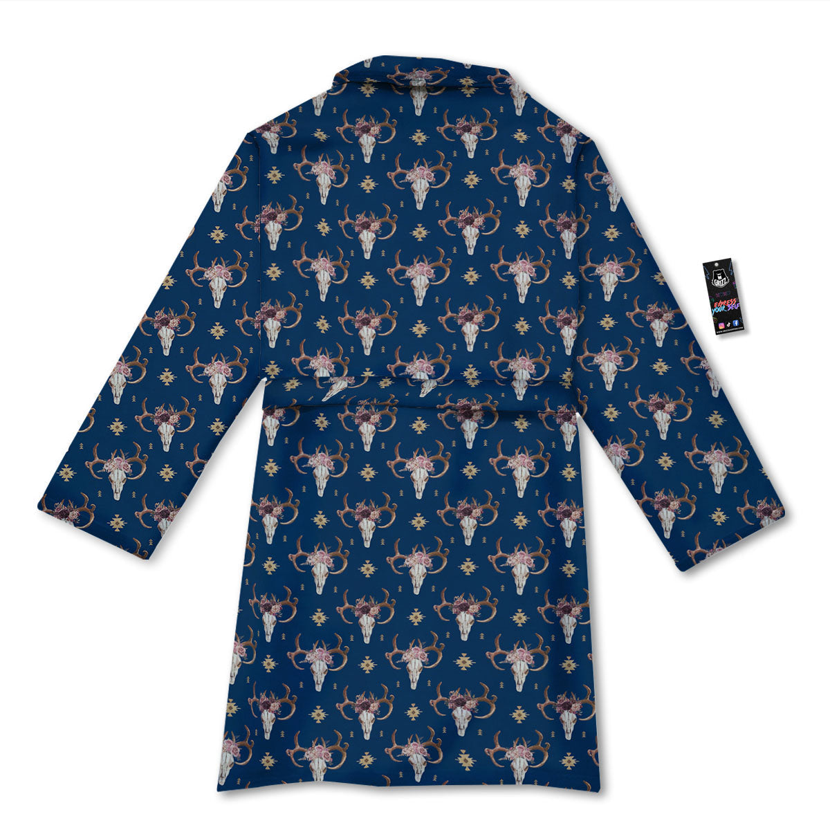 Skull Deer Boho Print Pattern Bathrobe-grizzshop