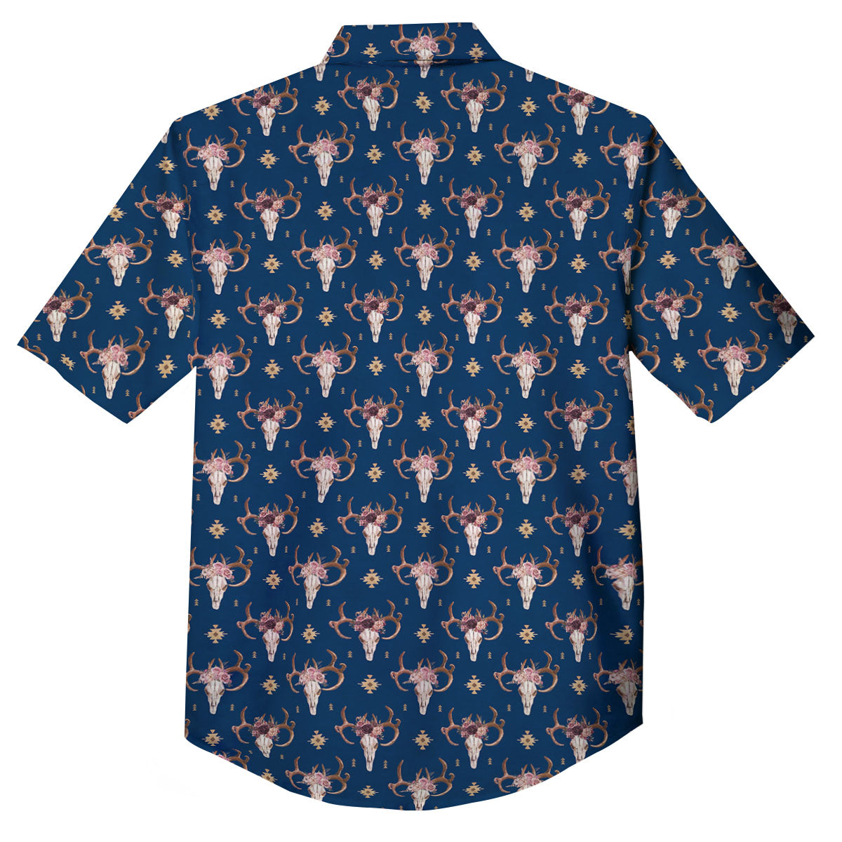 Skull Deer Boho Print Pattern Button Up Shirt-grizzshop