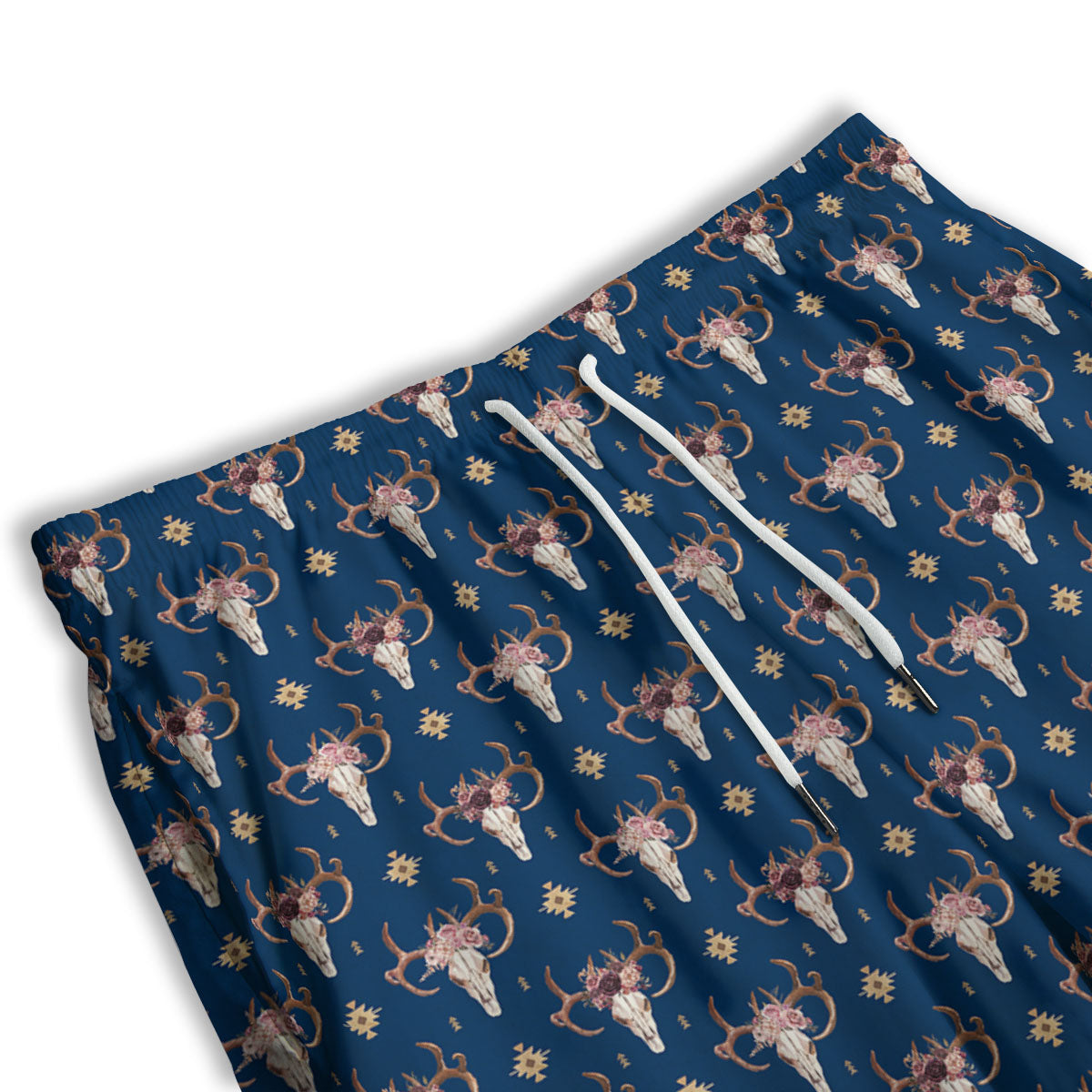 Skull Deer Boho Print Pattern Men's Athletic Shorts