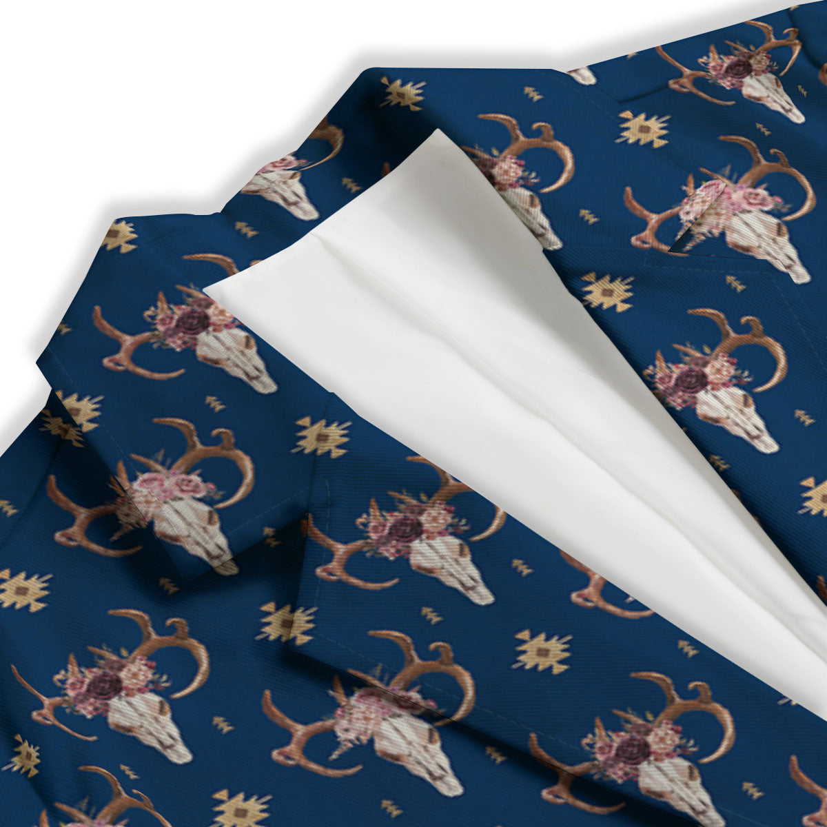 Skull Deer Boho Print Pattern Women's Blazer-grizzshop