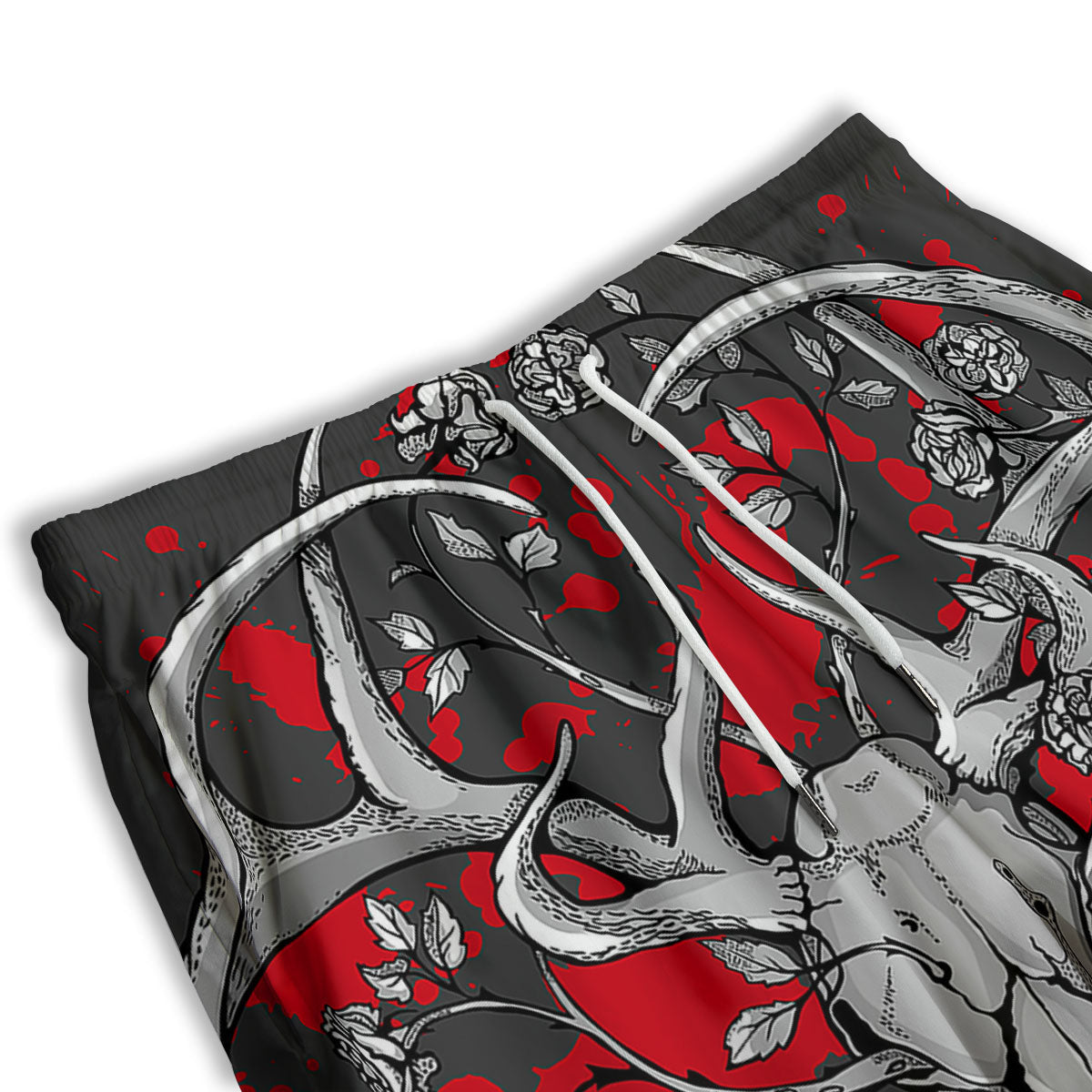 Skull Deer Vintage Print Men's Athletic Shorts