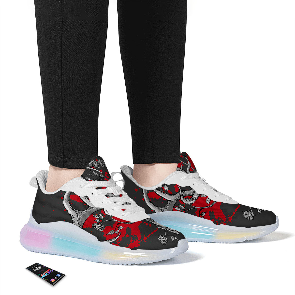 Skull Deer Vintage Print Running Sneakers-grizzshop