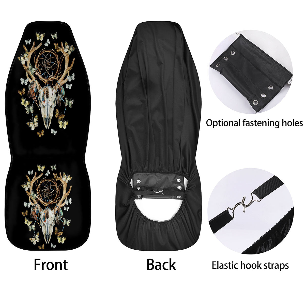 Skull Dreamcatcher Deer Print Car Seat Covers-grizzshop