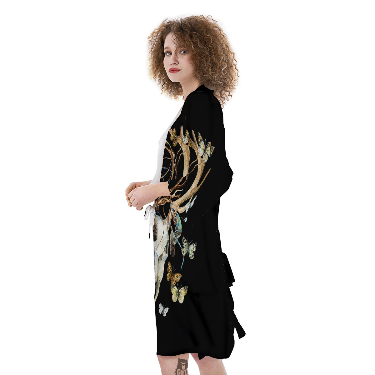 Skull Dreamcatcher Deer Print Kimono-grizzshop