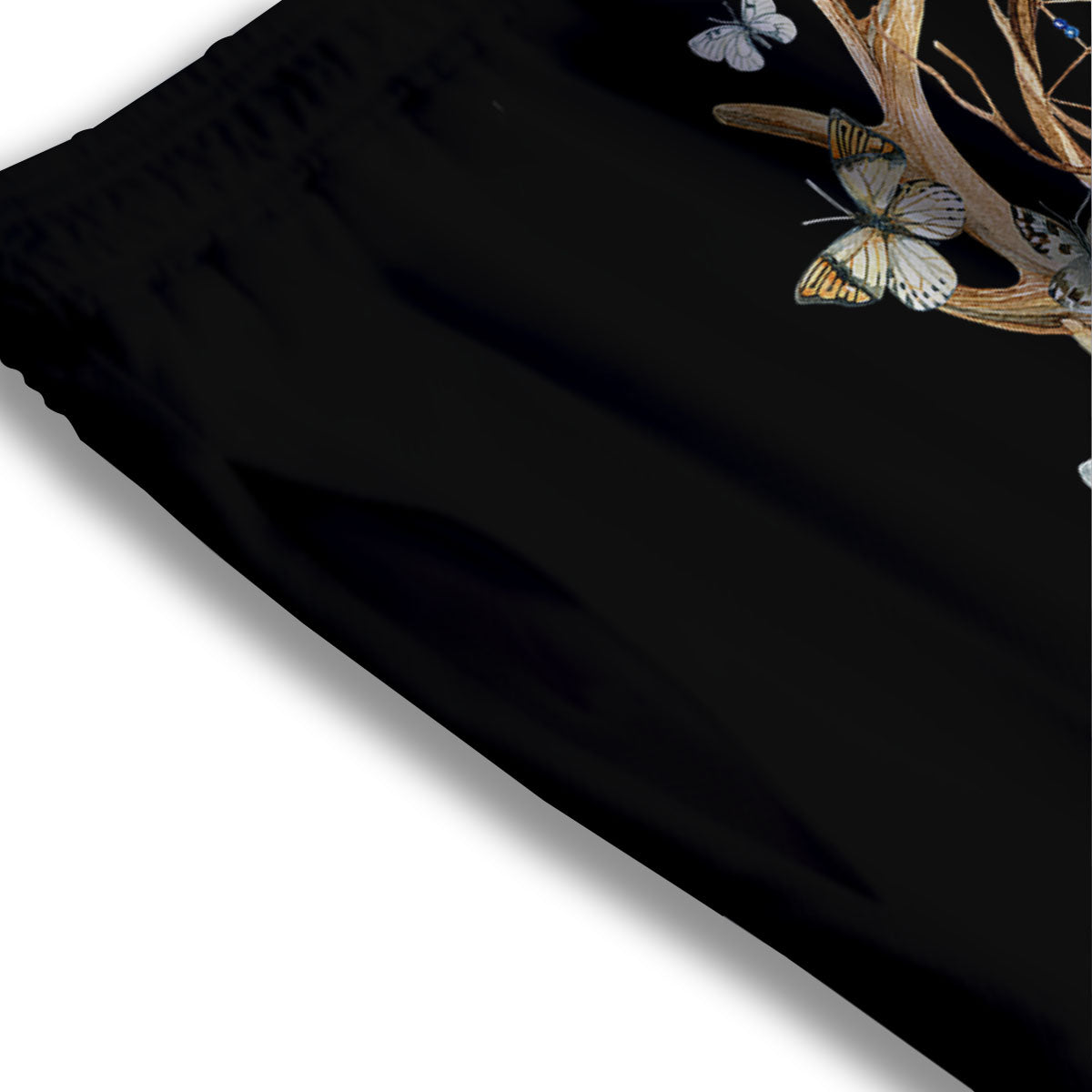 Skull Dreamcatcher Deer Print Mesh Shorts