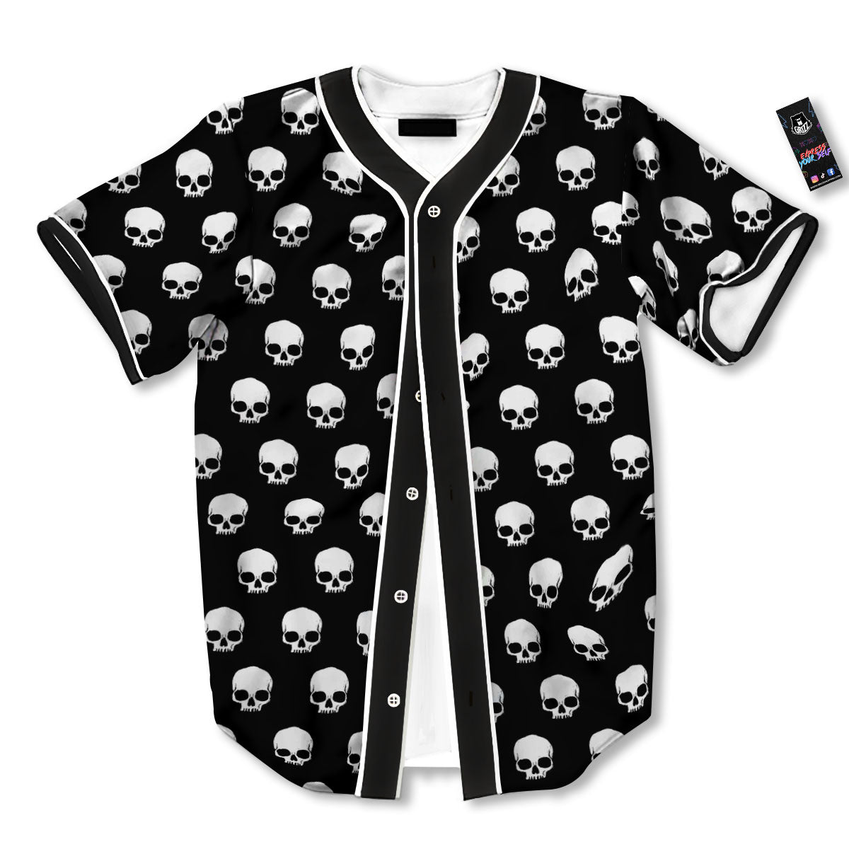 Skull Emo Print Pattern Baseball Jersey-grizzshop