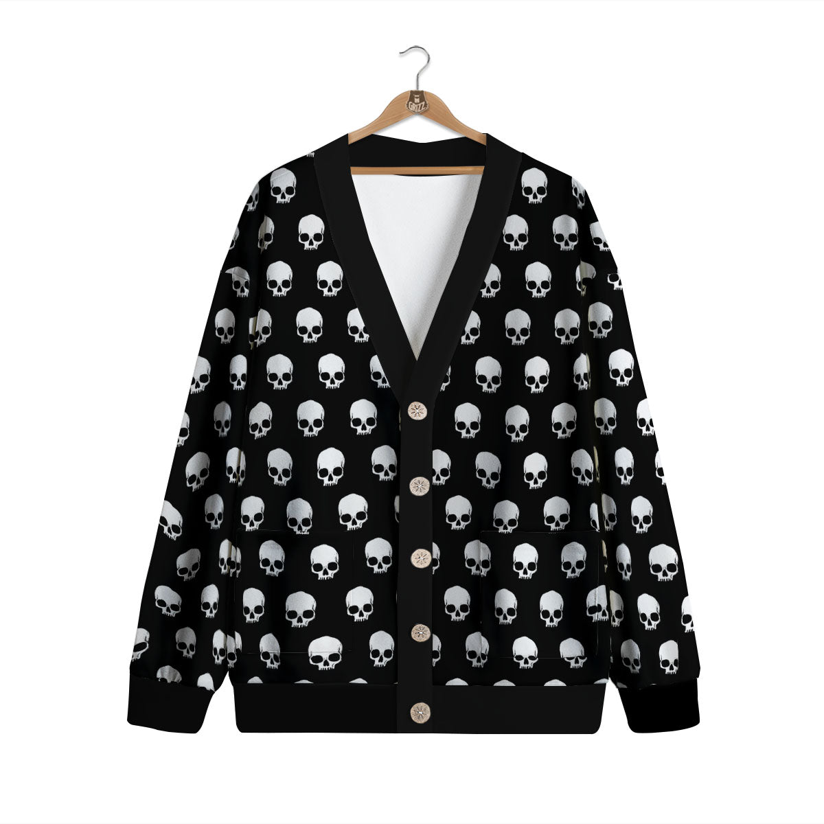 Skull Emo Print Pattern Cardigan-grizzshop