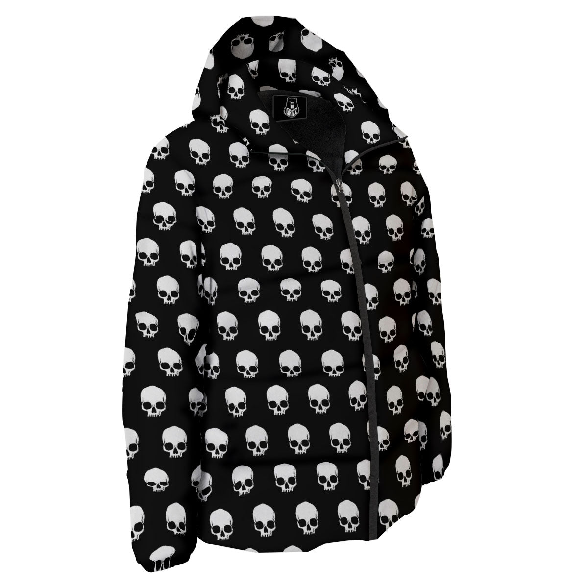 Skull Emo Print Pattern Down Jacket-grizzshop