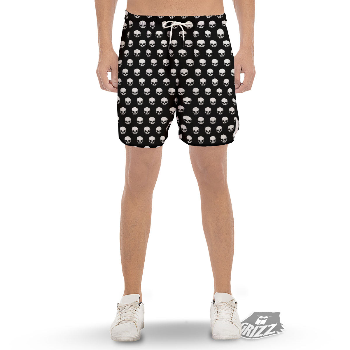 Skull Emo Print Pattern Men's Gym Shorts-grizzshop