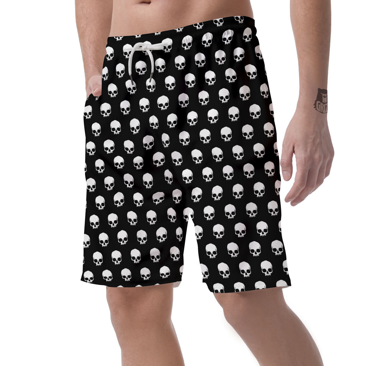 Skull Emo Print Pattern Men's Shorts-grizzshop