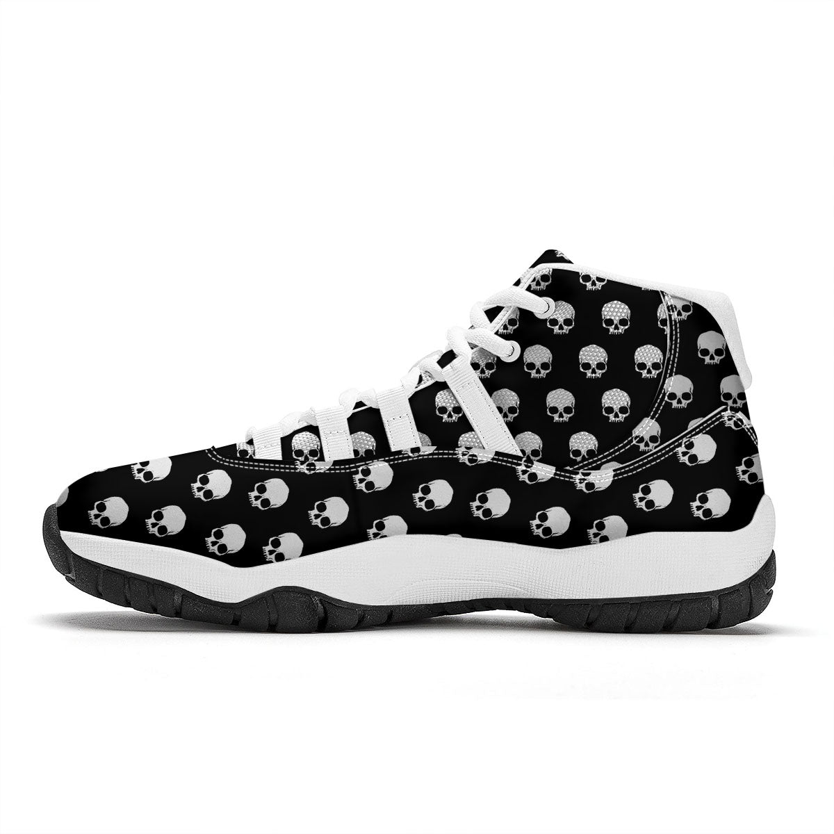 Skull Emo Print Pattern White Bball Shoes-grizzshop