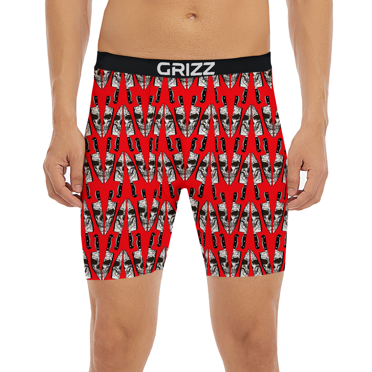 Skull Face Reflection Knife Print Pattern Boxer Briefs-grizzshop