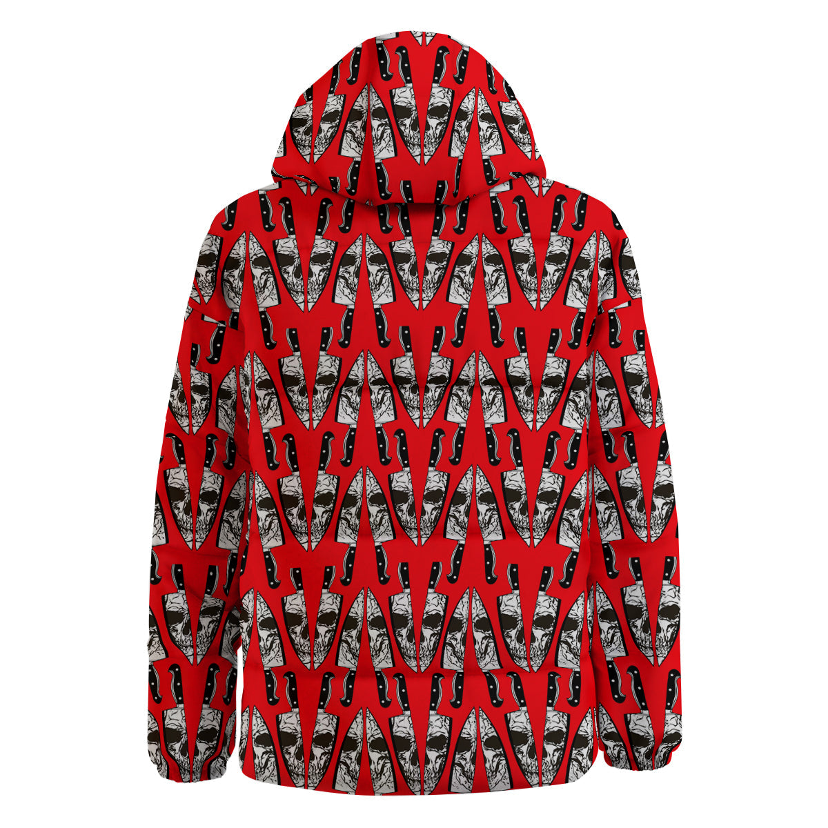 Skull Face Reflection Knife Print Pattern Down Jacket-grizzshop