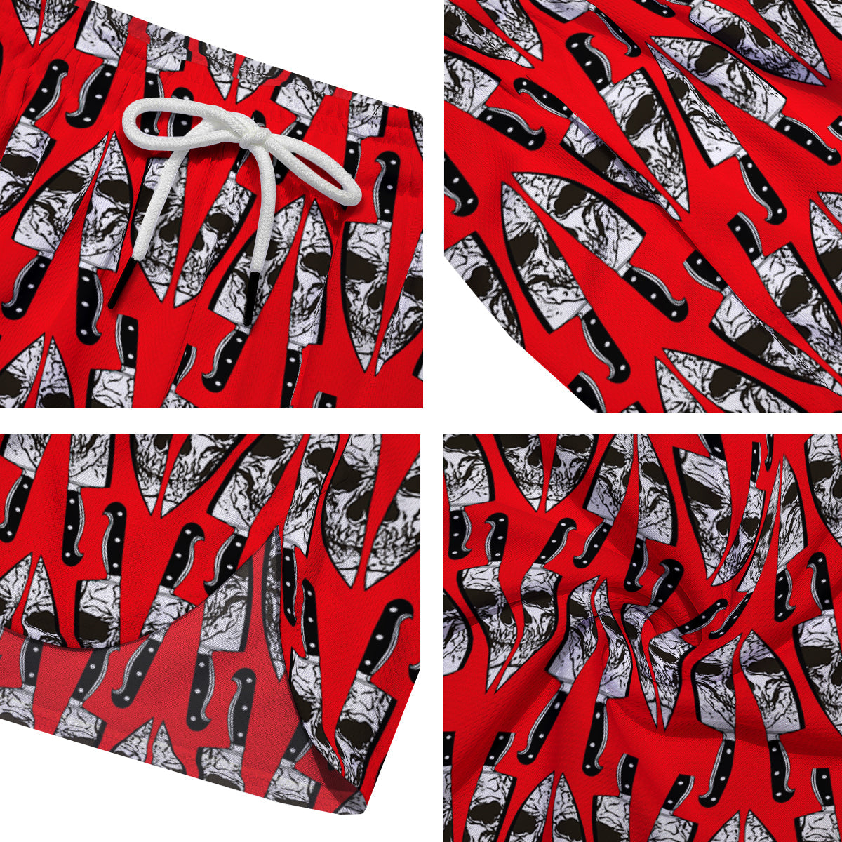 Skull Face Reflection Knife Print Pattern Men's Running Shorts-grizzshop