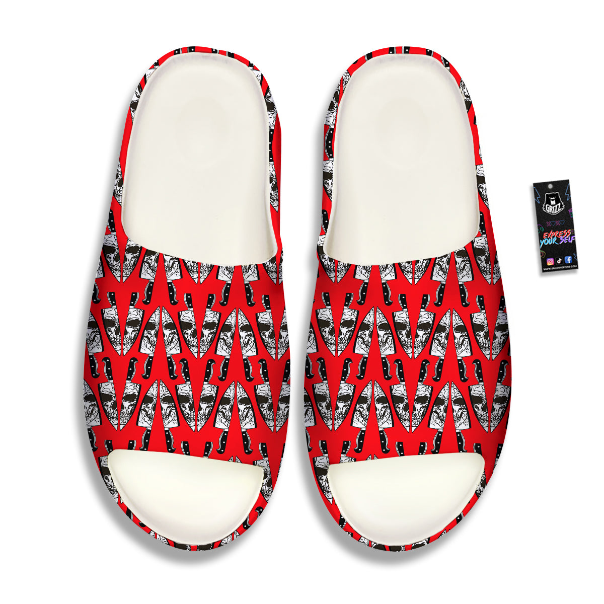 Skull Face Reflection Knife Print Pattern Sandals-grizzshop