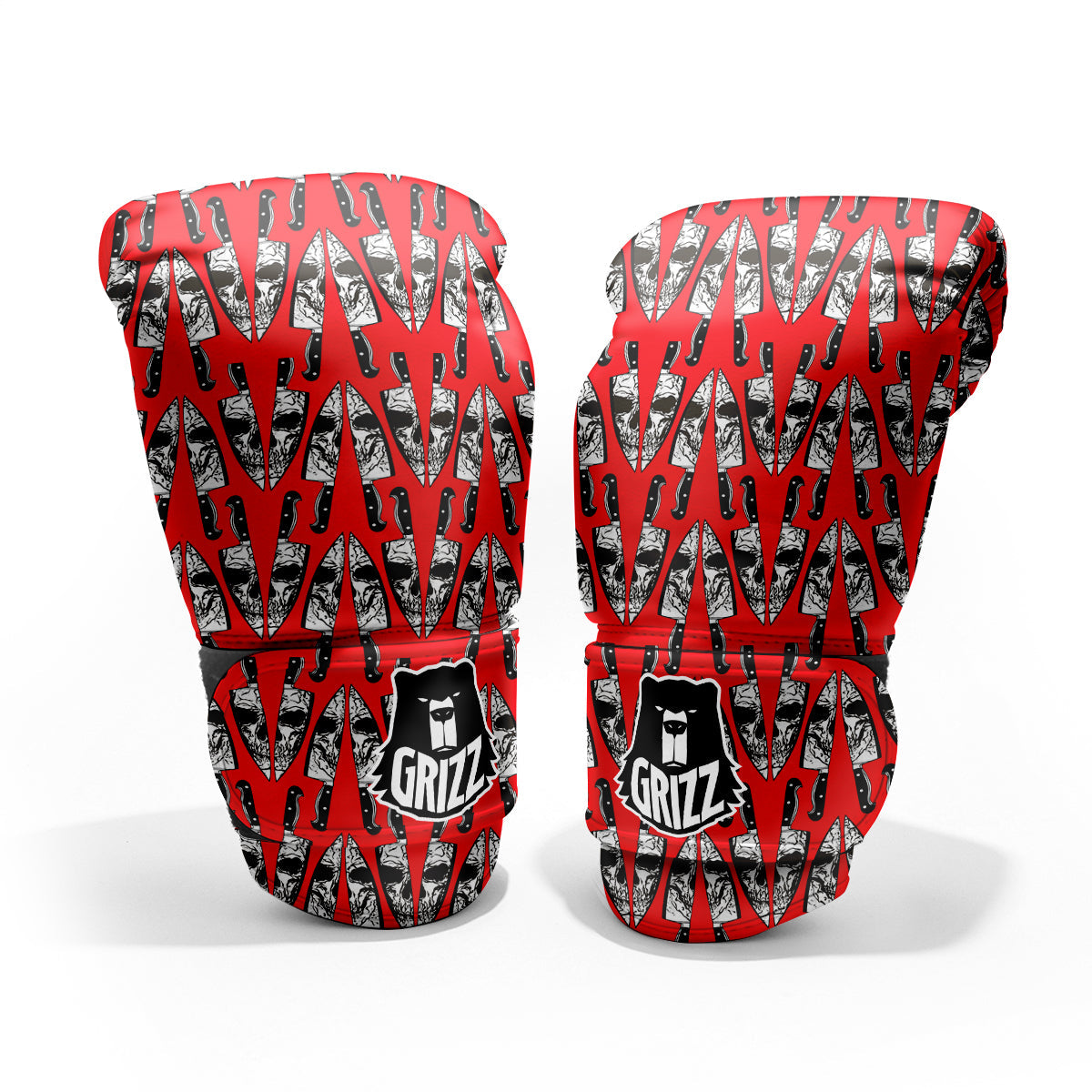 Skull Face Reflection Knife Print Pattern Pro Boxing Glove