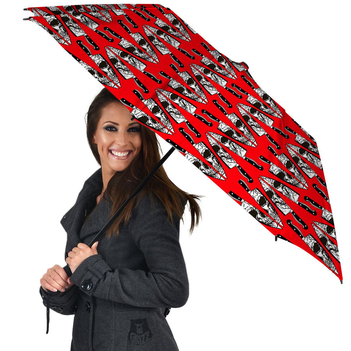 Skull Face Reflection Knife Print Pattern Umbrella-grizzshop