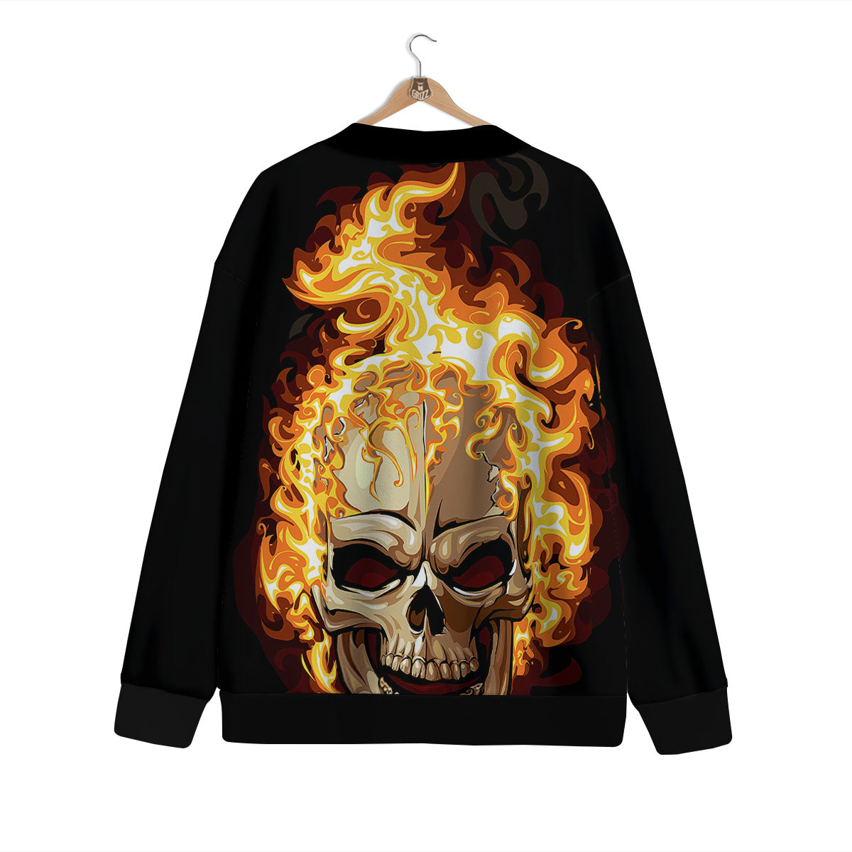 Skull Fire Print Cardigan-grizzshop