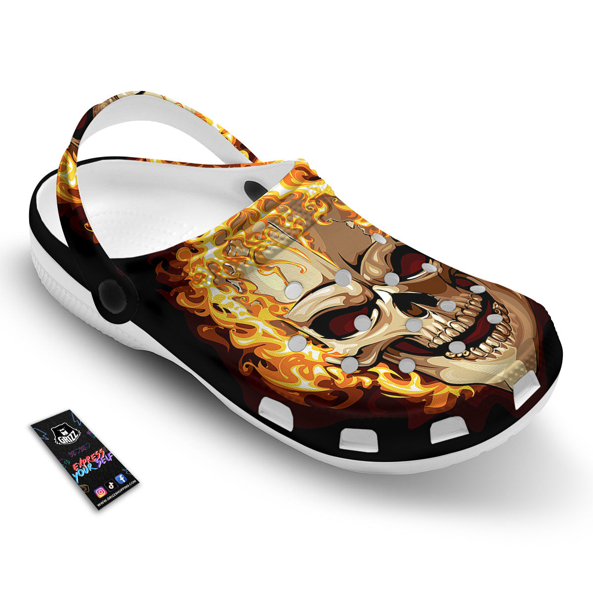 Skull Fire Print Clog-grizzshop