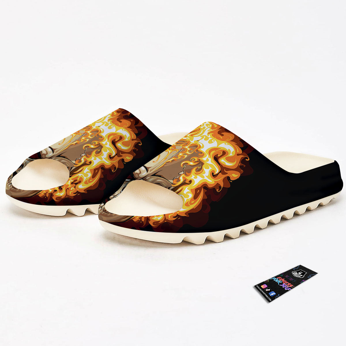 Skull Fire Print Sandals-grizzshop