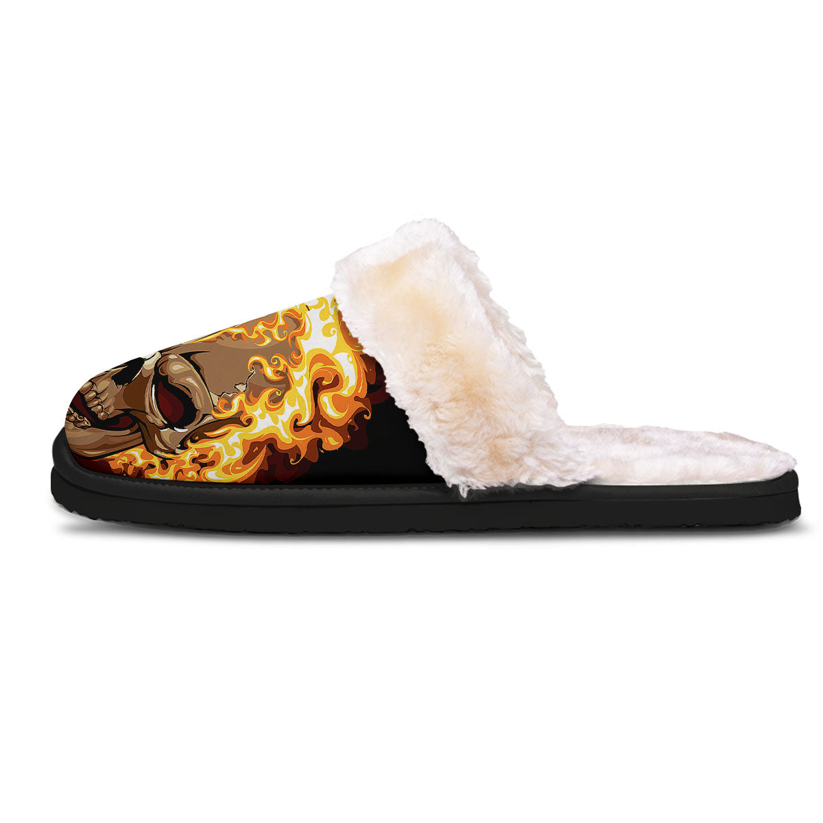 Skull Fire Print Slippers-grizzshop