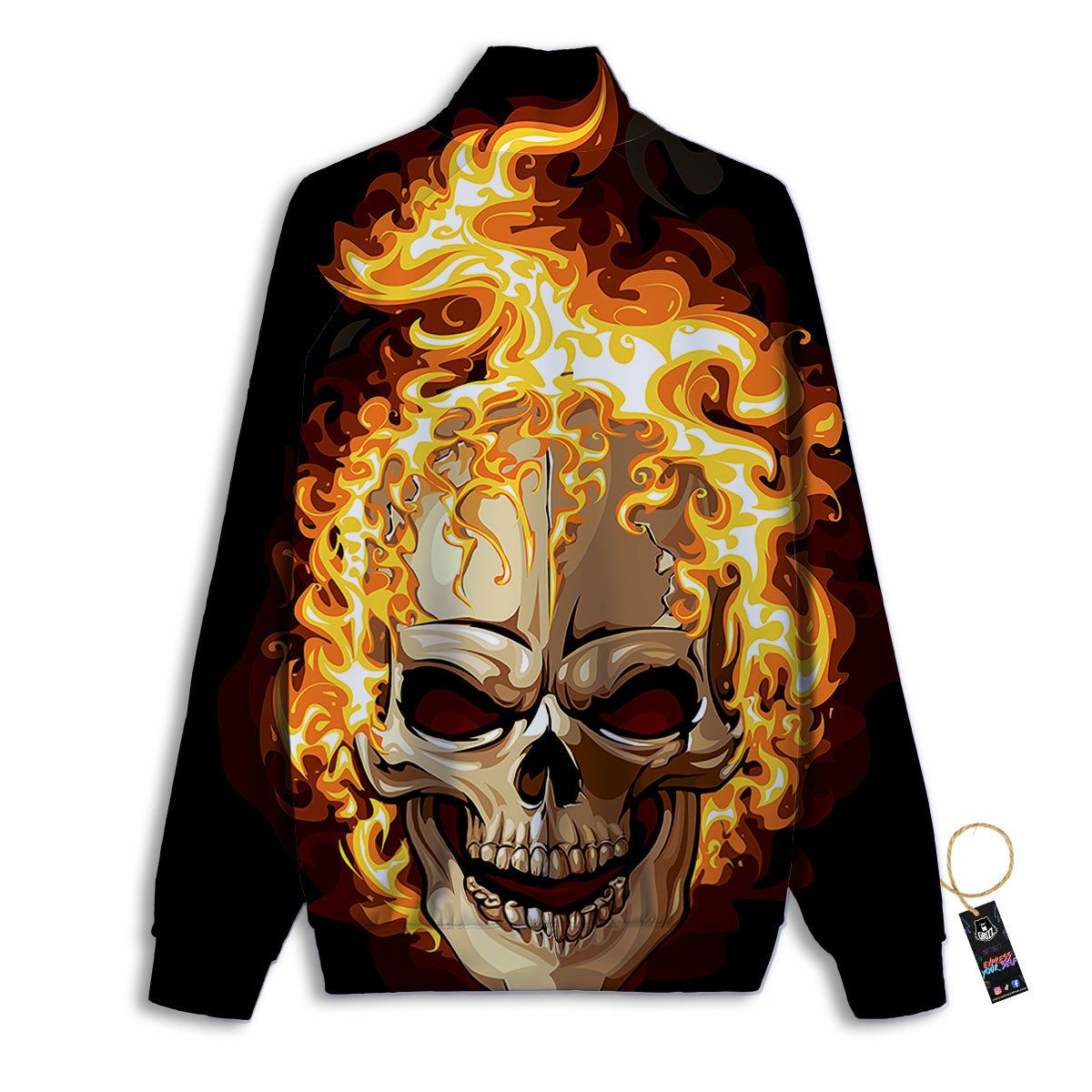 Skull Fire Print Track Jacket-grizzshop