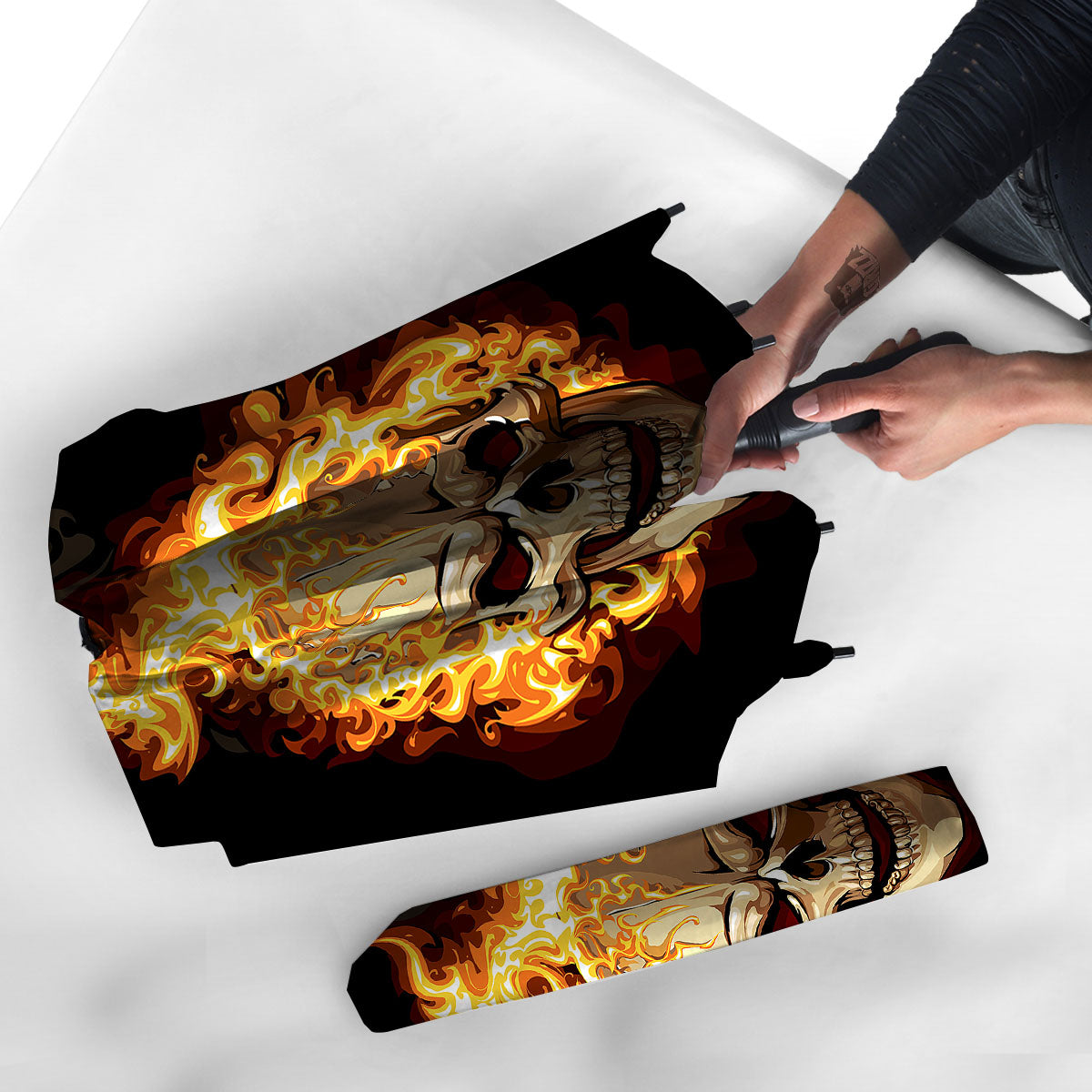 Skull Fire Print Umbrella-grizzshop