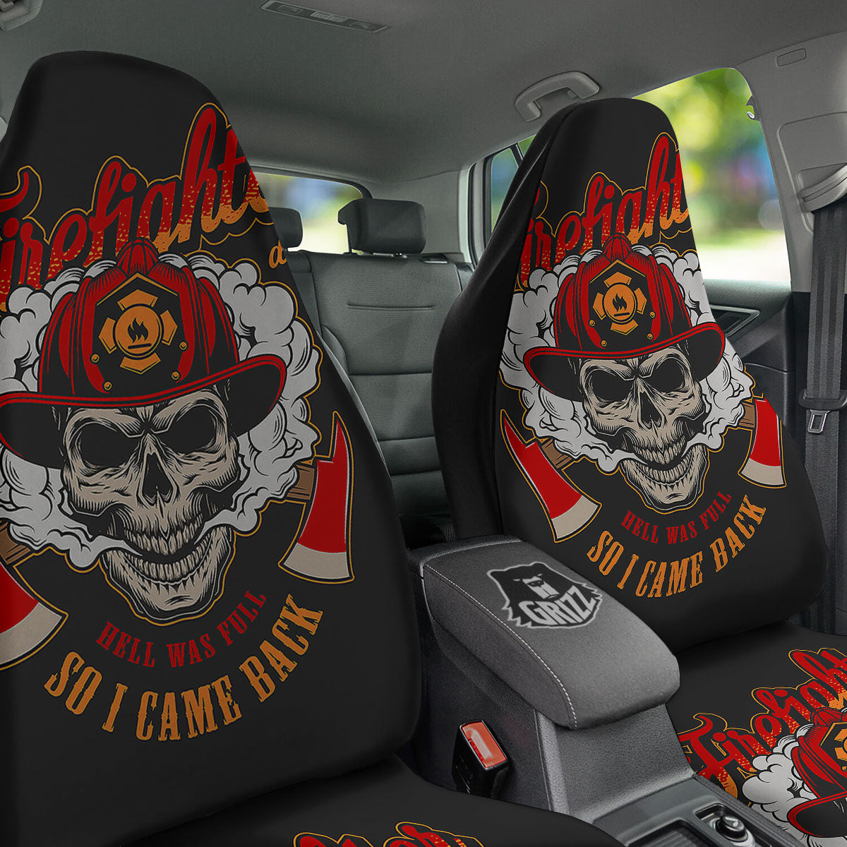 Skull Firefighter Department Print Car Seat Covers-grizzshop