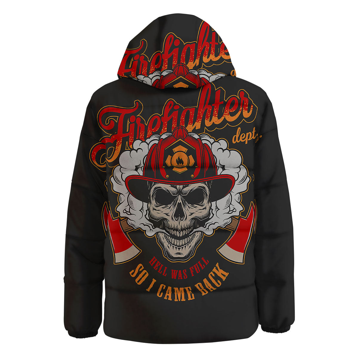 Skull Firefighter Department Print Down Jacket-grizzshop