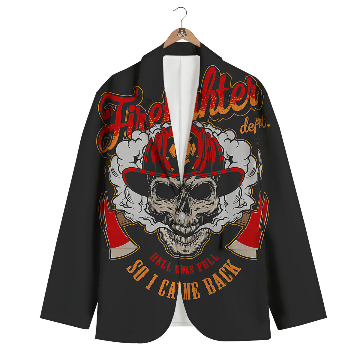 Skull Firefighter Department Print Men's Blazer-grizzshop