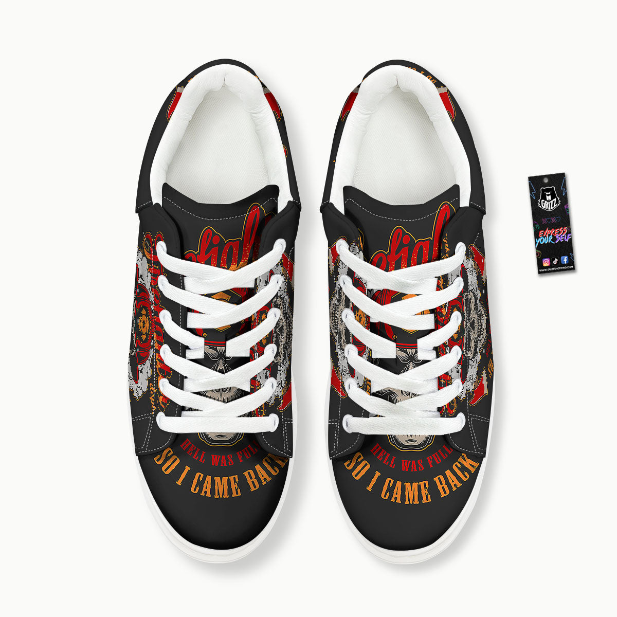 Skull Firefighter Department Print Platform Shoes-grizzshop