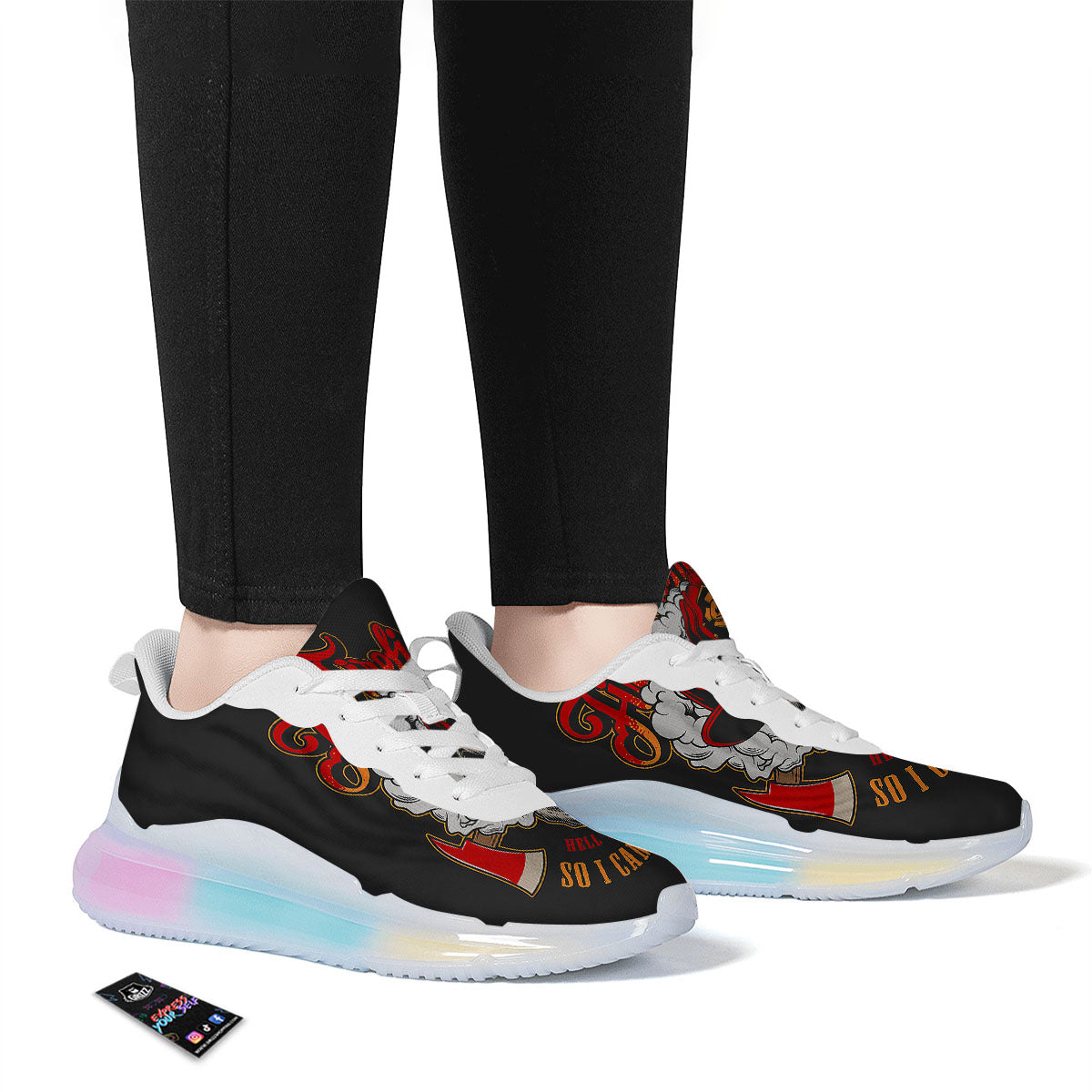 Skull Firefighter Department Print Running Sneakers-grizzshop