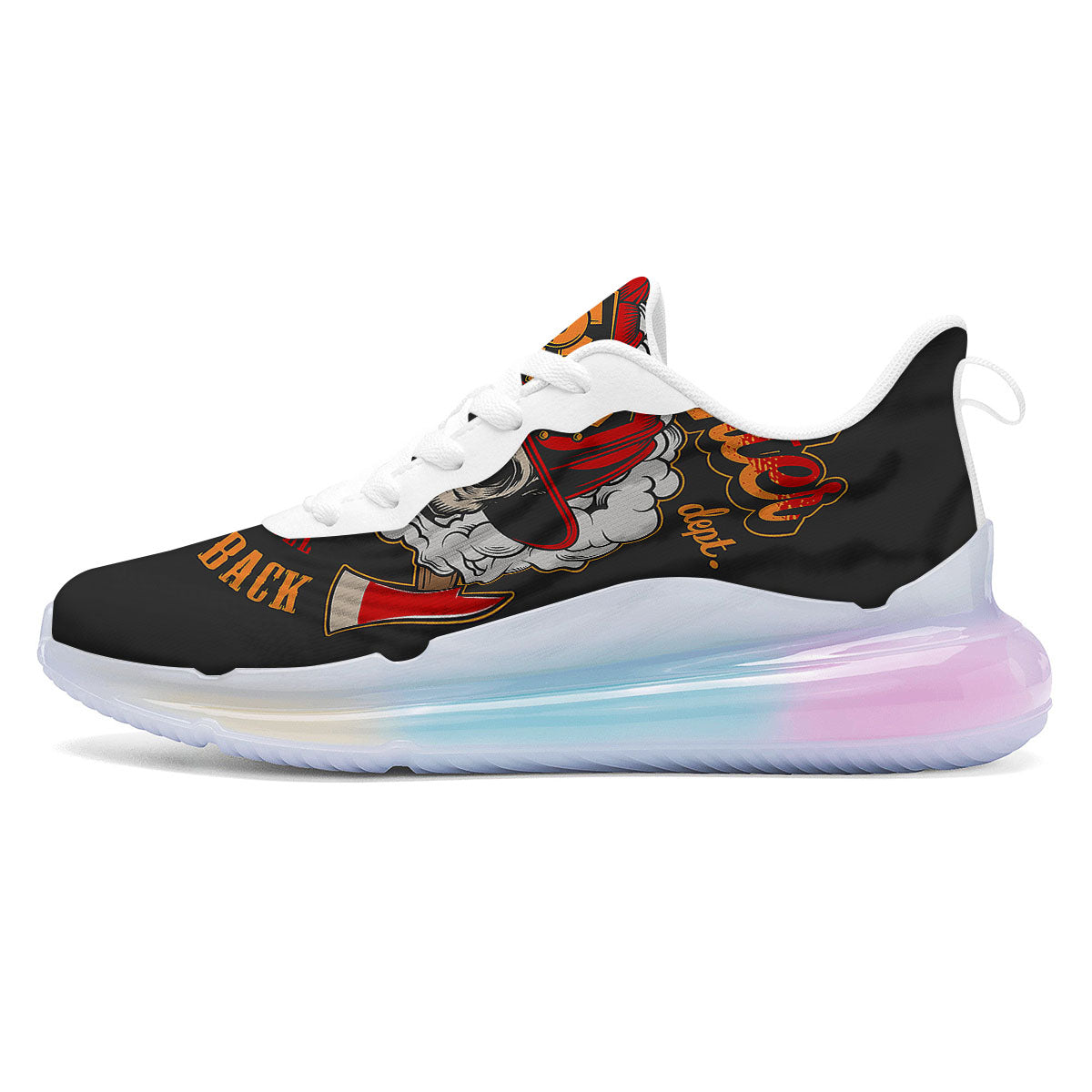 Skull Firefighter Department Print Running Sneakers-grizzshop