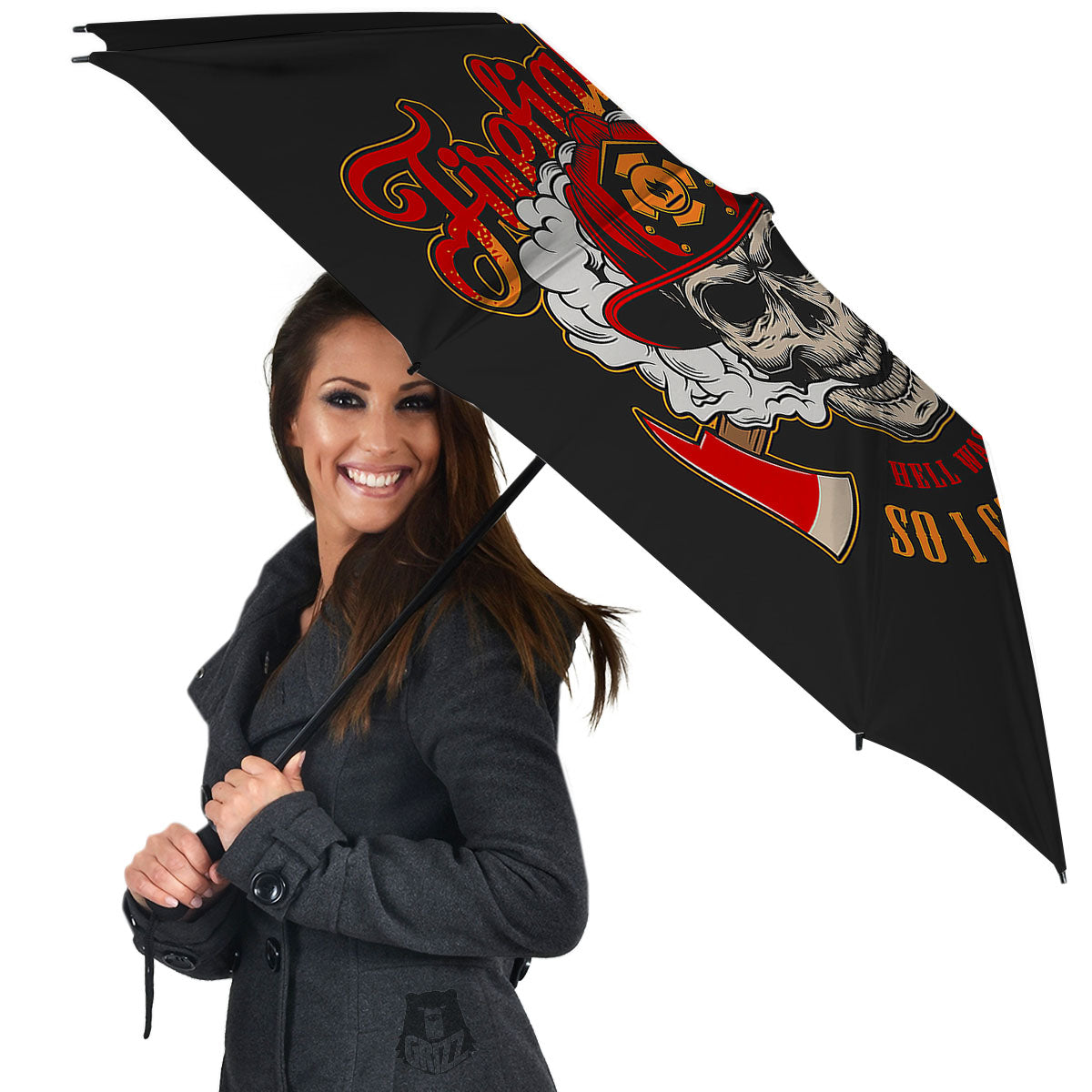 Skull Firefighter Department Print Umbrella-grizzshop