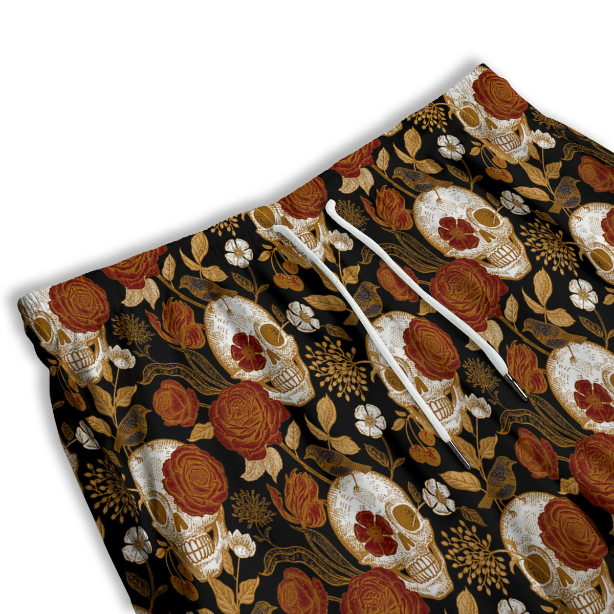 Skull Floral Vintage Print Pattern Men's Athletic Shorts
