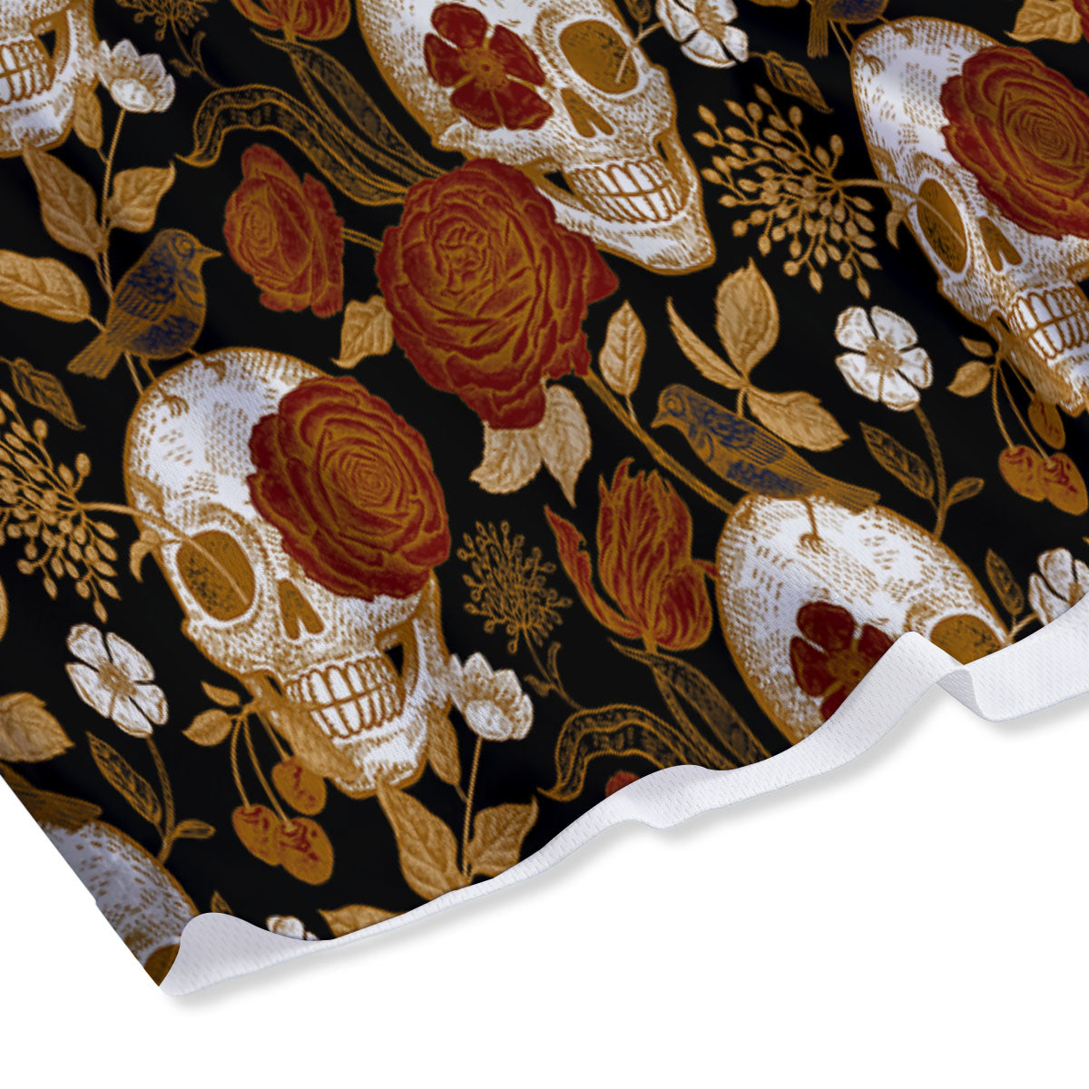Skull Floral Vintage Print Pattern Mesh Shorts