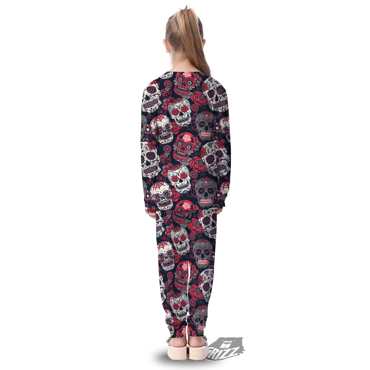 Skull Flower Red Sugar Print Pattern Kid's Pajamas-grizzshop