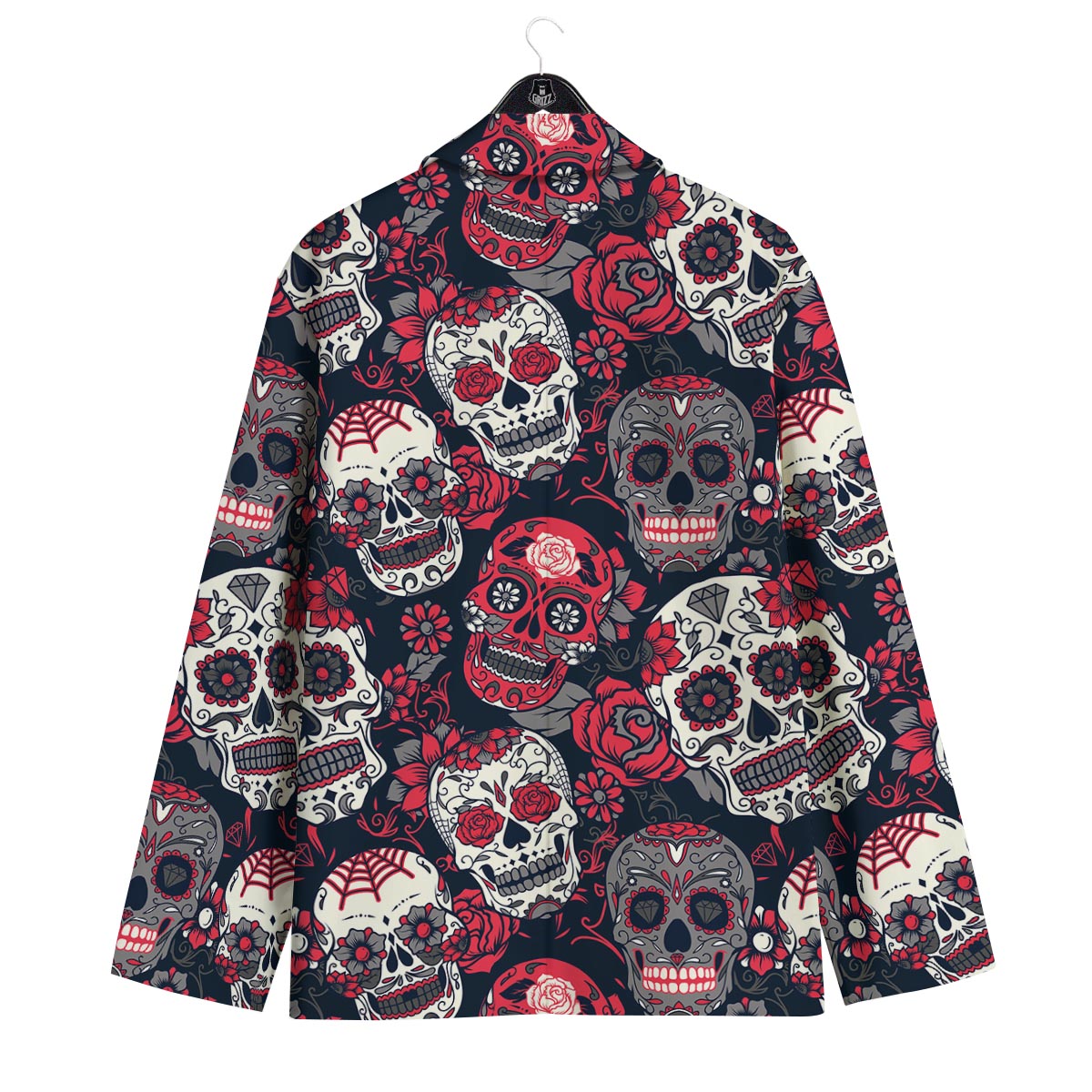 Skull Flower Red Sugar Print Pattern Men's Sport Coat-grizzshop