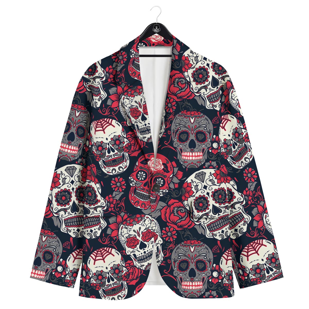 Skull Flower Red Sugar Print Pattern Men's Sport Coat-grizzshop