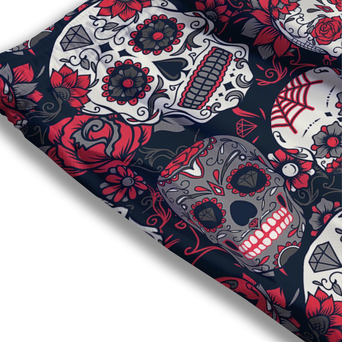 Skull Flower Red Sugar Print Pattern Mesh Shorts