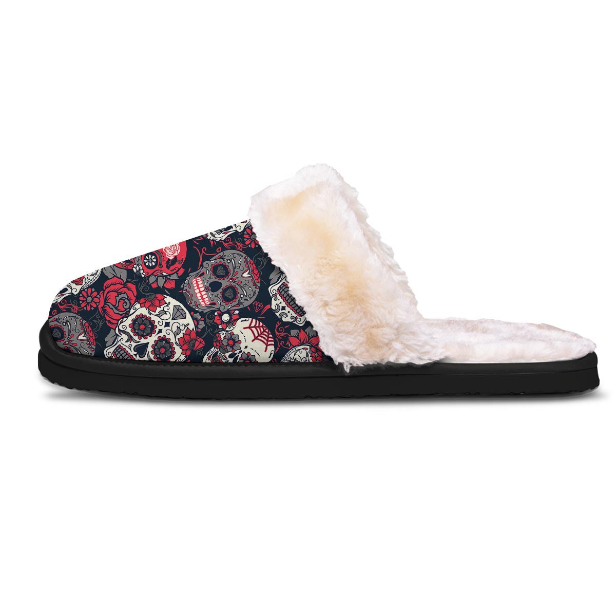 Skull Flower Red Sugar Print Pattern Slippers-grizzshop