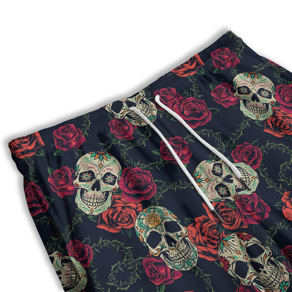 Skull Flowers Vintage Print Pattern Men's Athletic Shorts