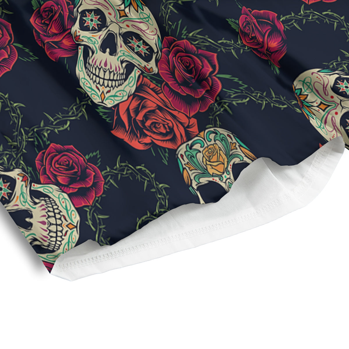 Skull Flowers Vintage Print Pattern Men's Athletic Shorts